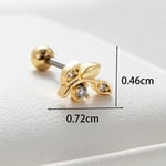 Gold color / 1 Piece Simple Series Classic Plant Copper  Gold Color Zircon Women's Stud Earrings Picture2